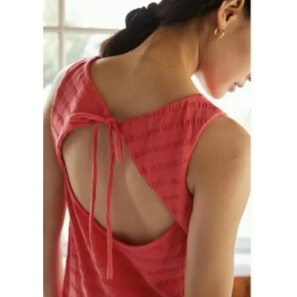 NWT Anthropologie Flounced Open Back Mini Dress Size Small Summer Coral Teaberry - Picture 2 of 9